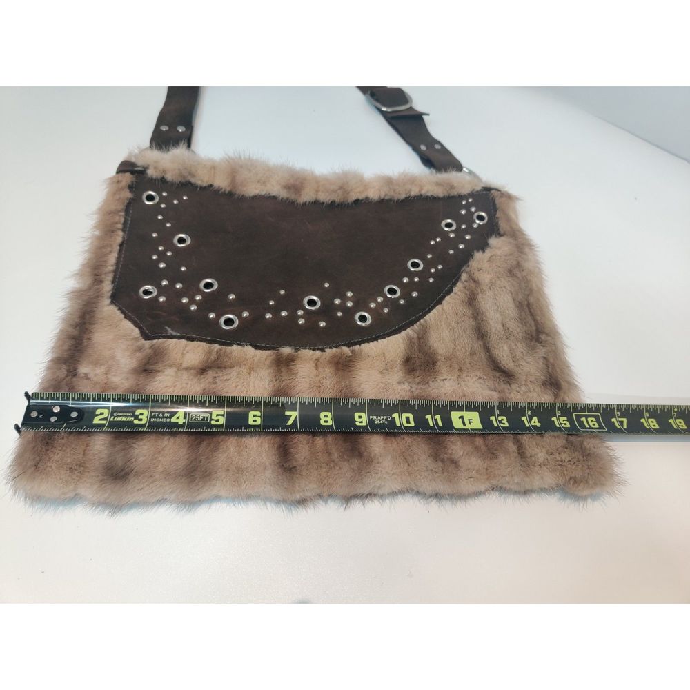 NWOT Mink And Leather Messenger Bag